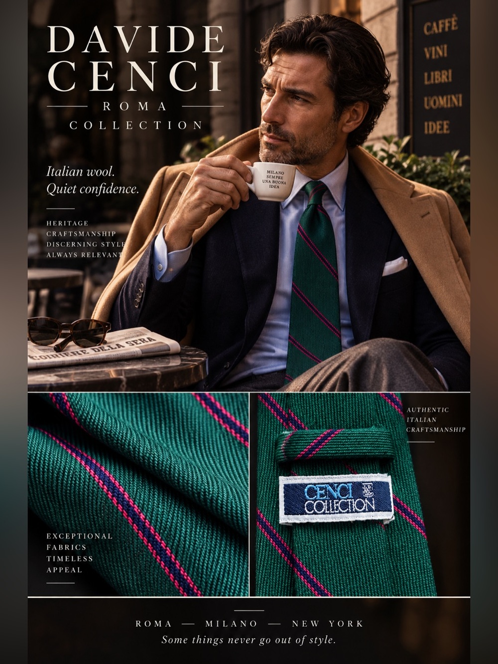 Davide Cenci “Collection” Gorgeous Wool Striped Tie